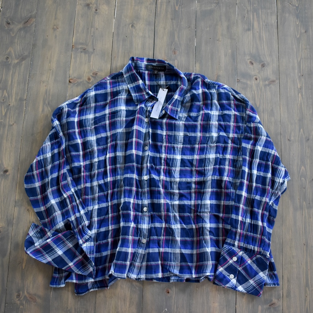 NWT Sanctuary Mod Boyfriend breezy plaid shirt